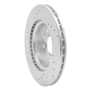 Volkswagen Jetta Brake Rotor (1) - Front Right - R1 Concepts - Drilled & Slotted - Silver - `05-`15